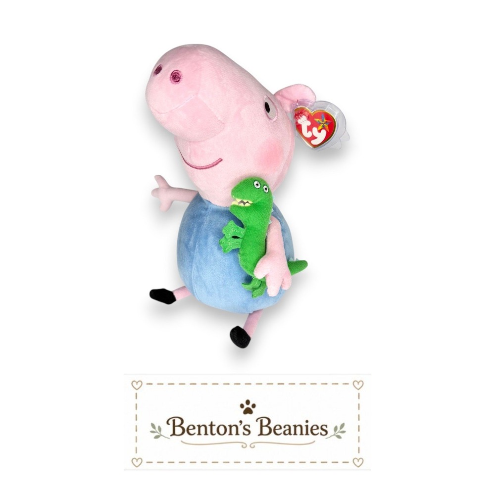 George Pig Ty Beanie Buddy | Piglet and Dino Friend 🦖 | Mint Heart Tag ⭐